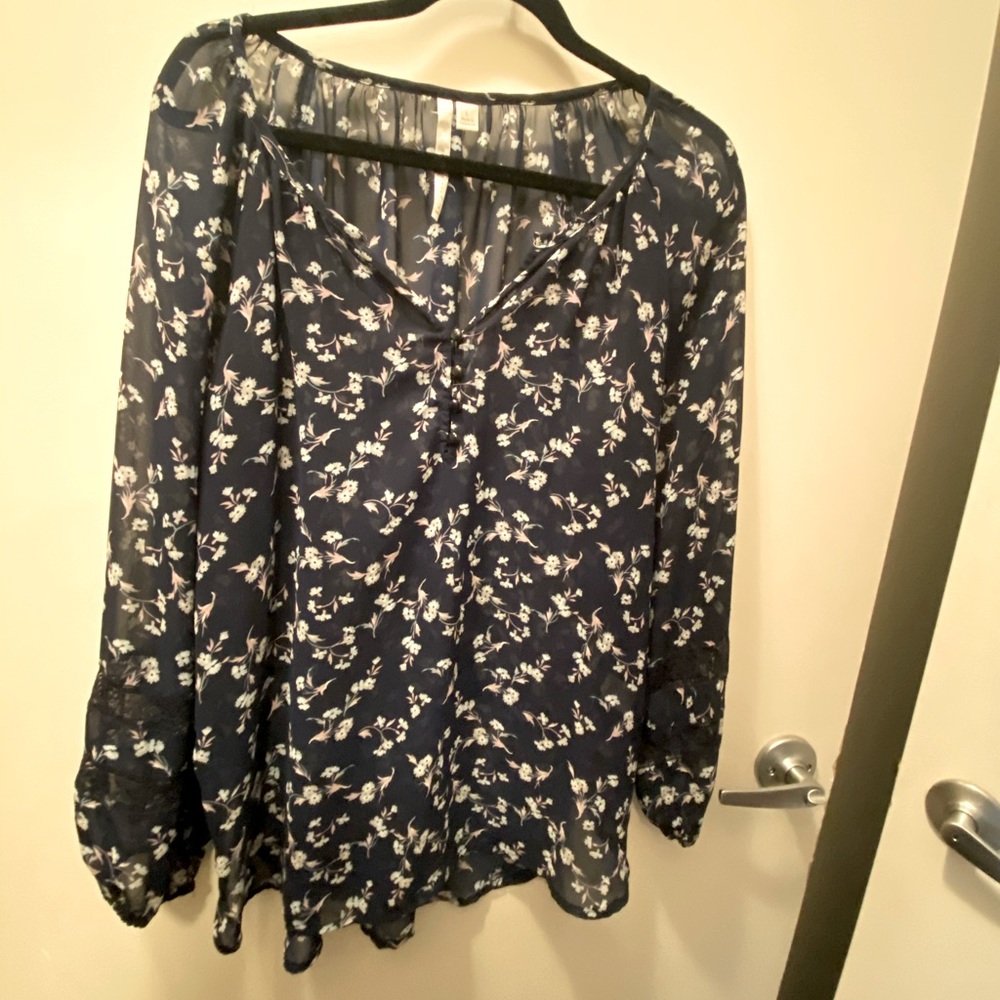 LC LAUREN CONRAD — Sheer Blouse. Long Sleeve.
